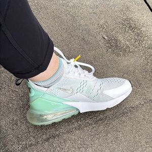 Nike Women's 270s White and Green Sneakers